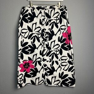 Michael Simon New York XL Skirt Resort Floral‎ Print Pink Flower Cotton Stretch
